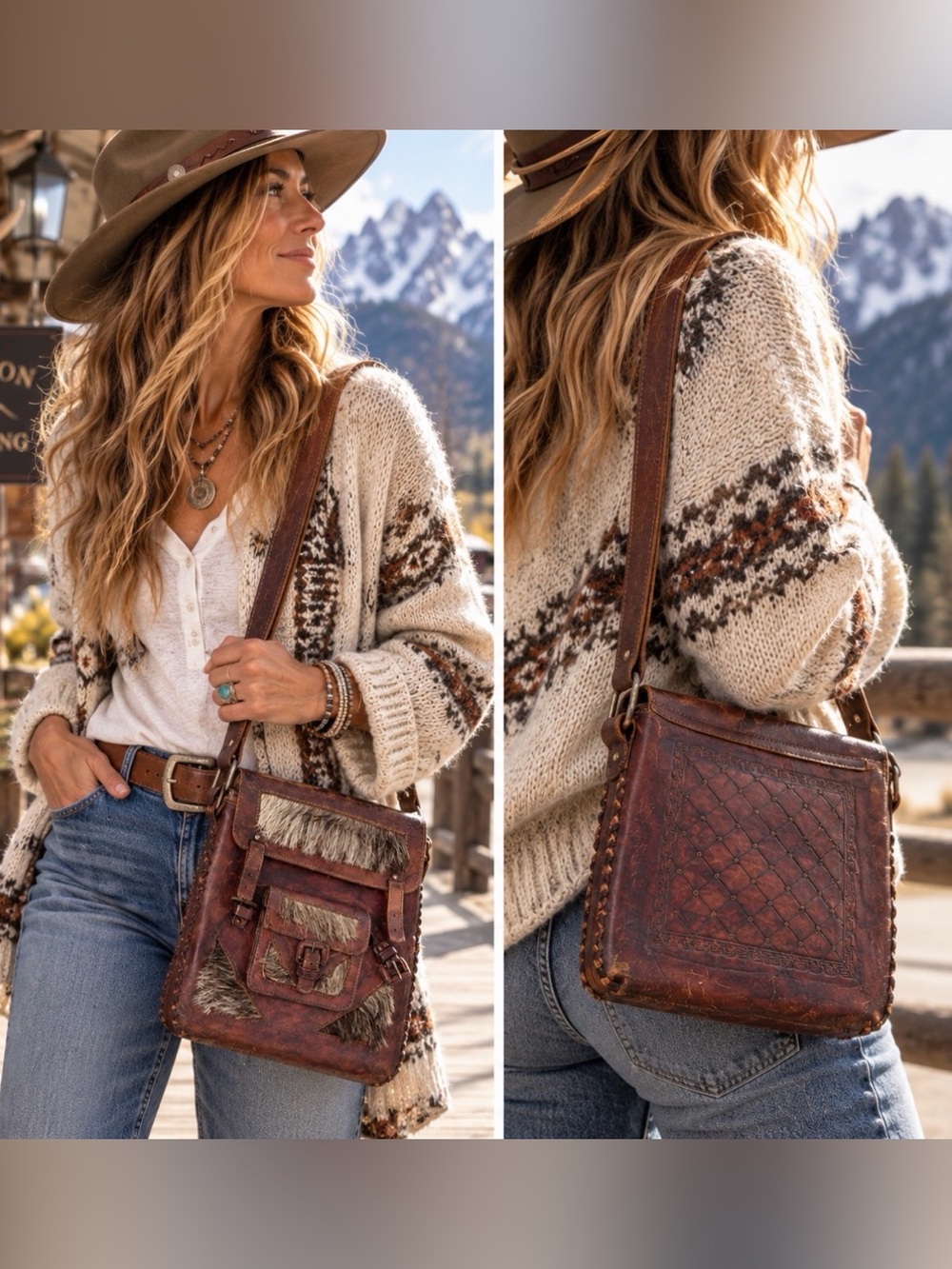 One-of-a-Kind Rustic Leather & Hide Western Statement Bag
